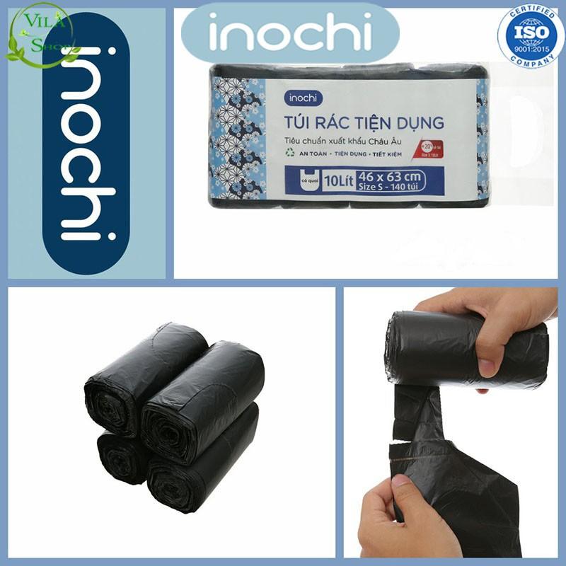 Túi Rác Tự Huỷ, Túi Rác Có Quai Tiện Dụng Chính Hãng Inochi, Loại 10L 25L 50L - Dạng Cuộn Màu Đen