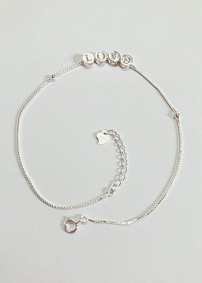 Lắc chân bạc nữ trang sức bạc Ý S925 Huệ Ngân - LOVE RYBJ50053