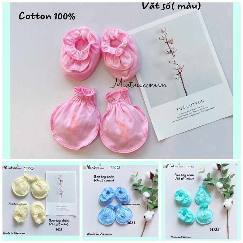 Bao tay chân sơ sinh vắt sổ cổ thun thương hiệu Mintuu, chất liệu cotton 100