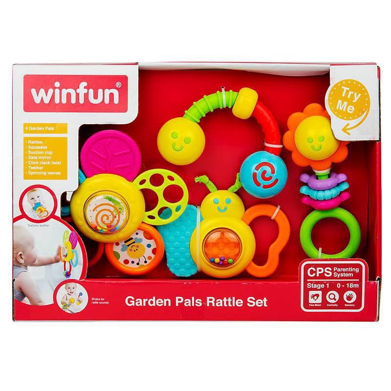 Đồ chơi Set 4 xúc sắc đồ chơi cầm tay gặm nướu Khu vườn của bé Winfun 3207 - 3130 - 3131 - tặng đồ chơi tắm 2 món