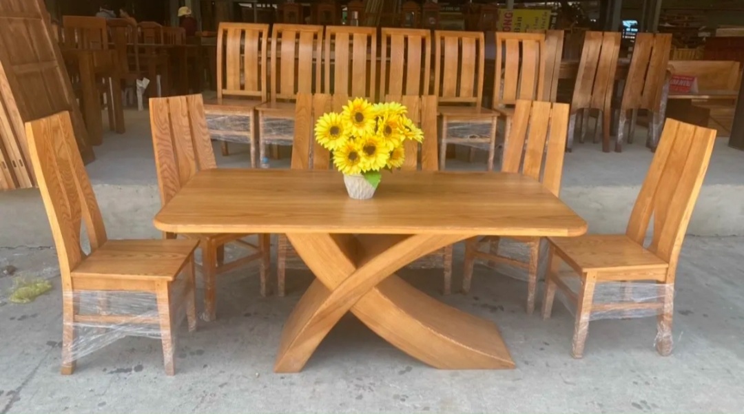 Chia sẻ: Bộ bàn ghế gỗ sồi 6 ghế,chân chéo hiện đại -Bộ bàn ăn xuất khấu