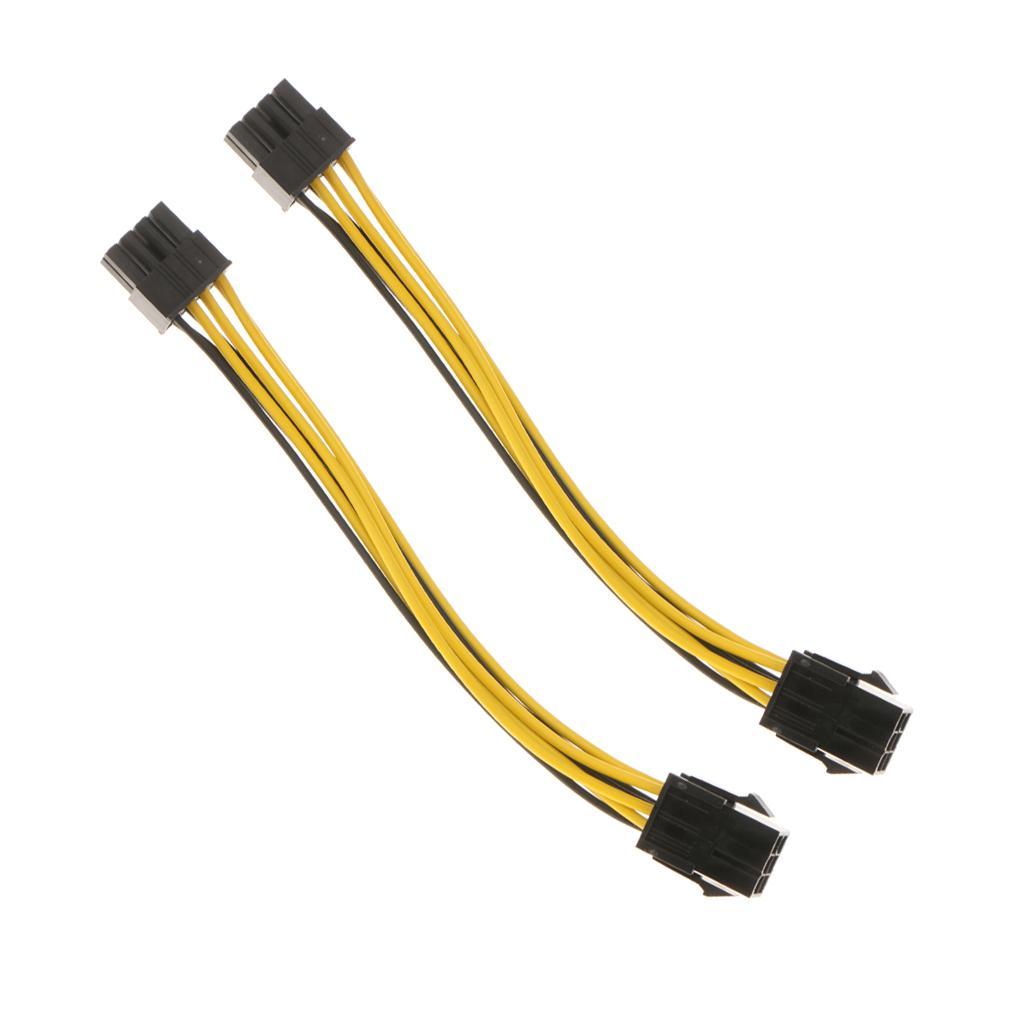 2Pcs 6-pin Female to 8-pin Male PCI Express Converter Cable for Video Card