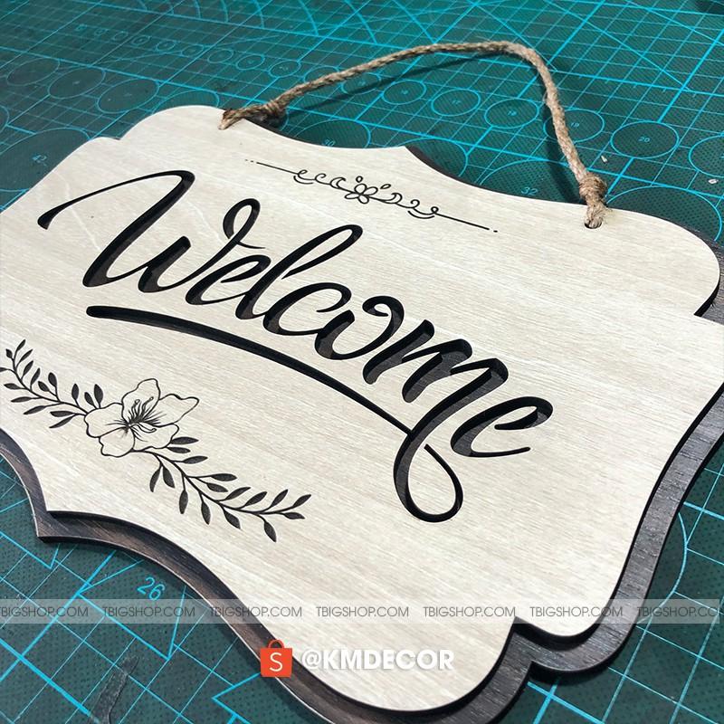 Bảng welcome gỗ decor treo cửa trang trí shop siêu đẹp