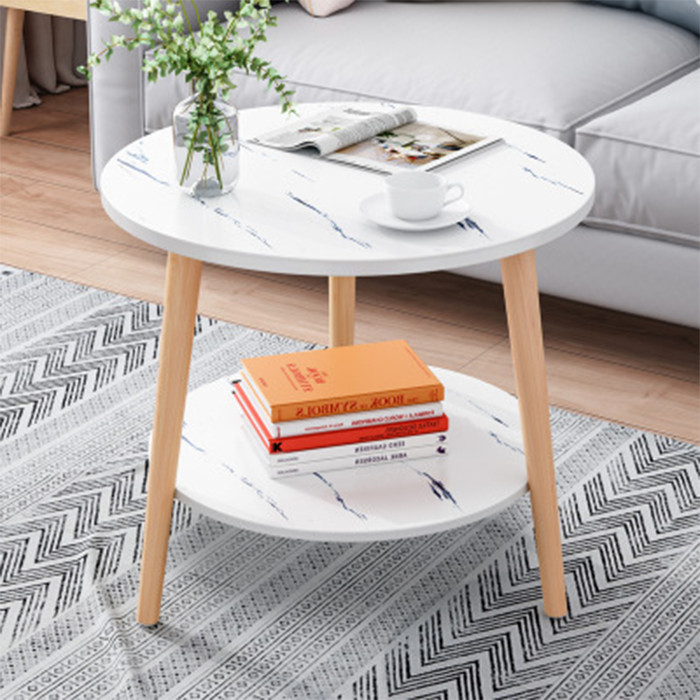 Bàn trà 2 tầng mặt gỗ ốp vân đá, bàn sofa, bàn cafe BAT025