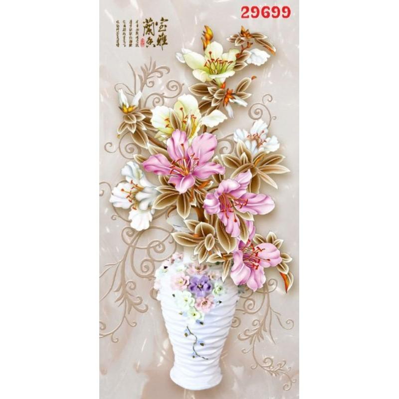 Tranh dán tường 3D, tranh dán bình hoa