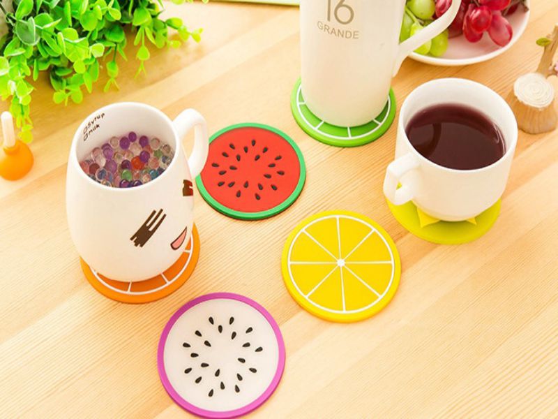 Combo 5 miếng lót ly hình trái cây các loại 9cm - giao hình ngẫu nhiên