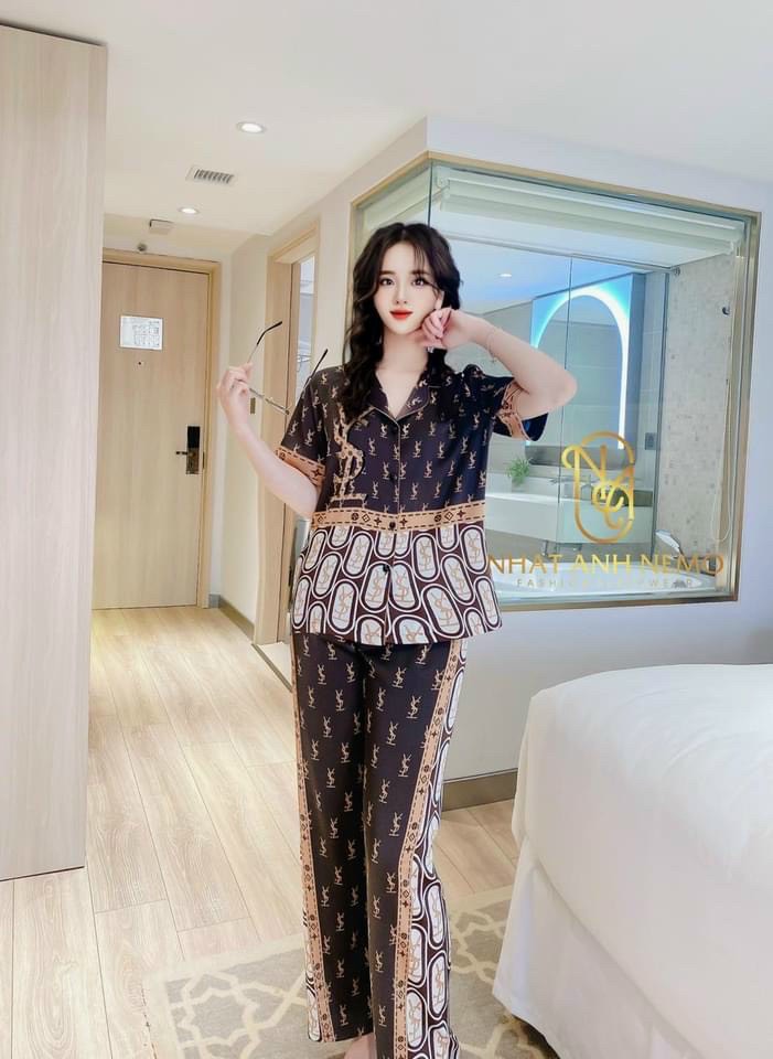 Bộ Đồ Nữ Mặc Nhà Lụa Pyjama QC Thiết Kế Cao Cấp