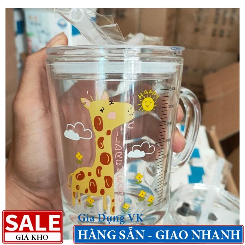 Ly Thủy Tinh Chia Vạch Có Quai In Hình Ngộ nghĩnh 450ml