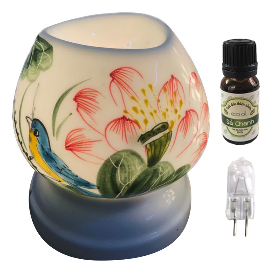 Combo tinh dầu sả chanh Eco oil 10ml cùng đèn xông tinh dầu tam giác TG09