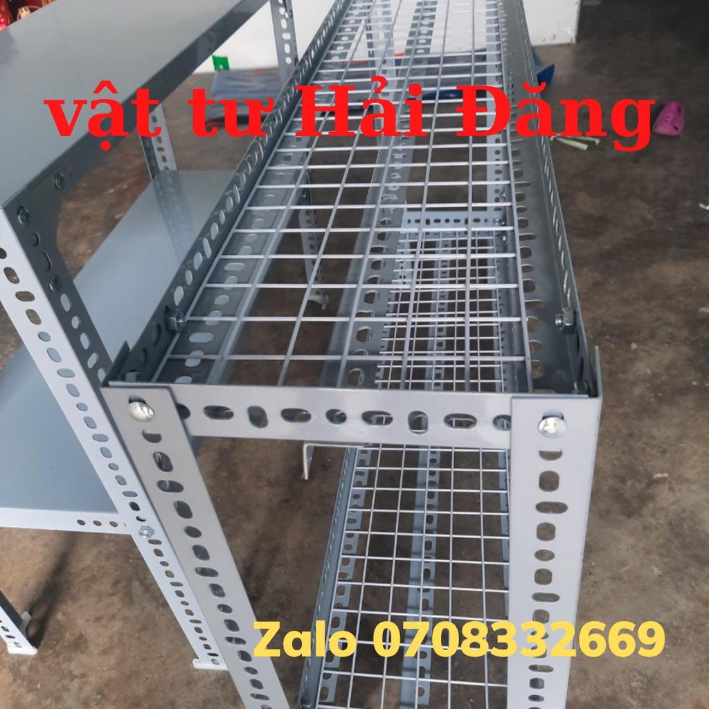 kệ sắt v lỗ 2 tầng,vỉ lưới ô vuông ( mặt vỉ Rộng 20cm,30cm x Dài 60cm,80cm,100cm,120cm) x cao 50cm-60cm-80cm