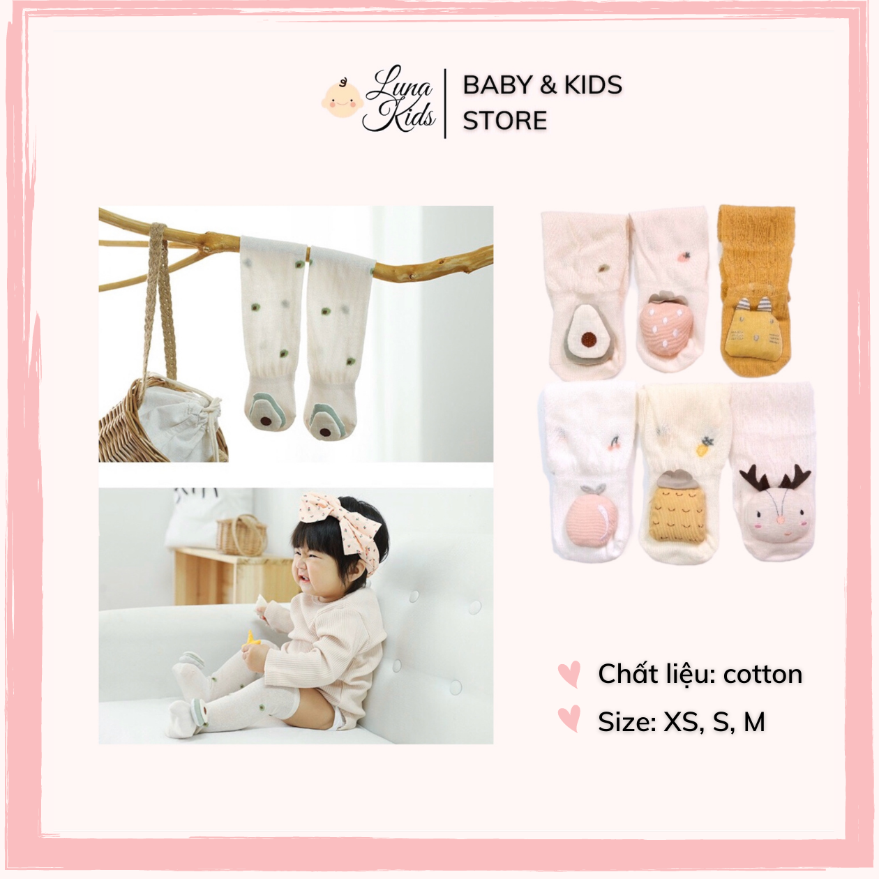 Tất vớ đùi cho bé, bé gái, trẻ sơ sinh - LunaKids [Ảnh thật