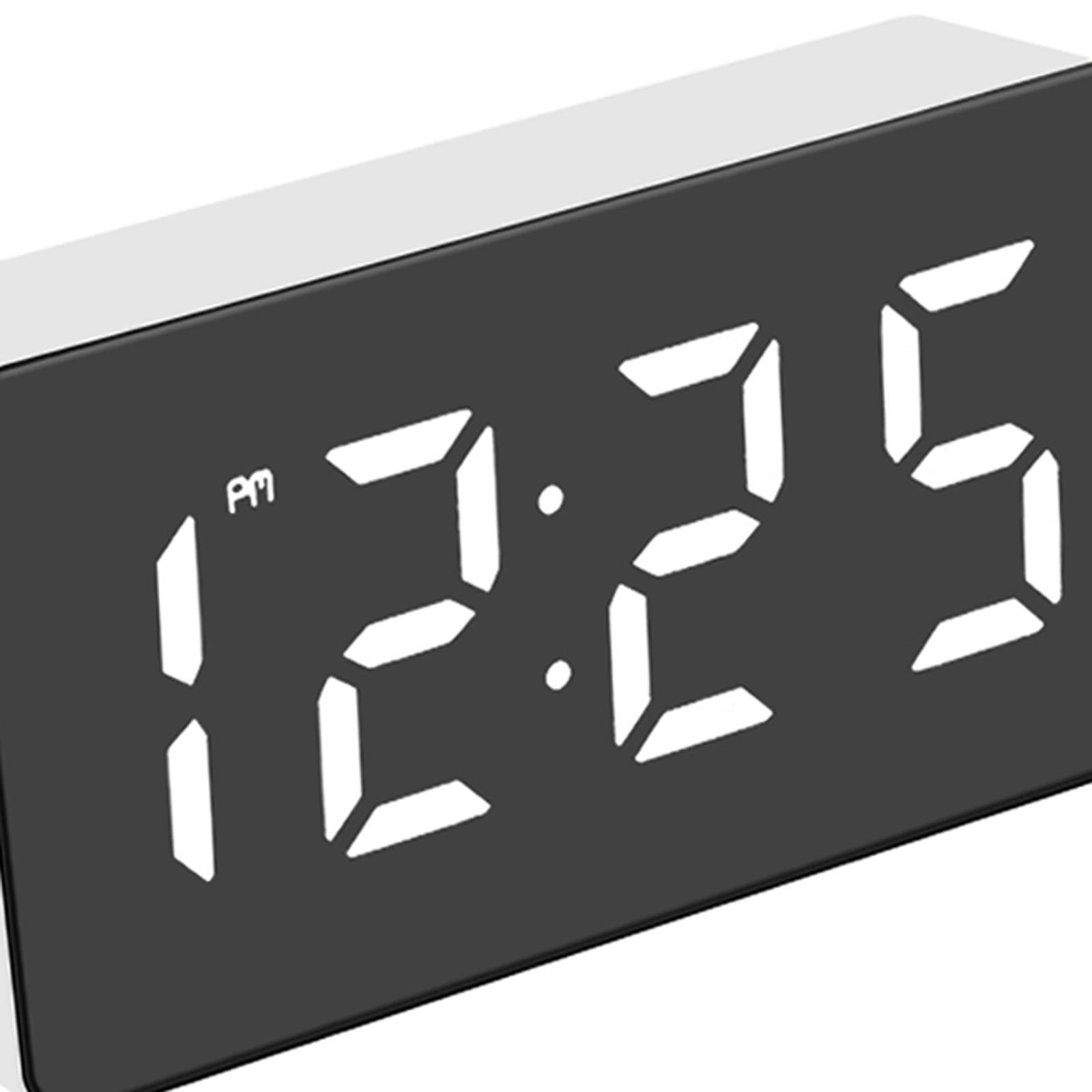 Mirror Electronic Clock 3.1inch Screen for Bedroom,Living Room White
