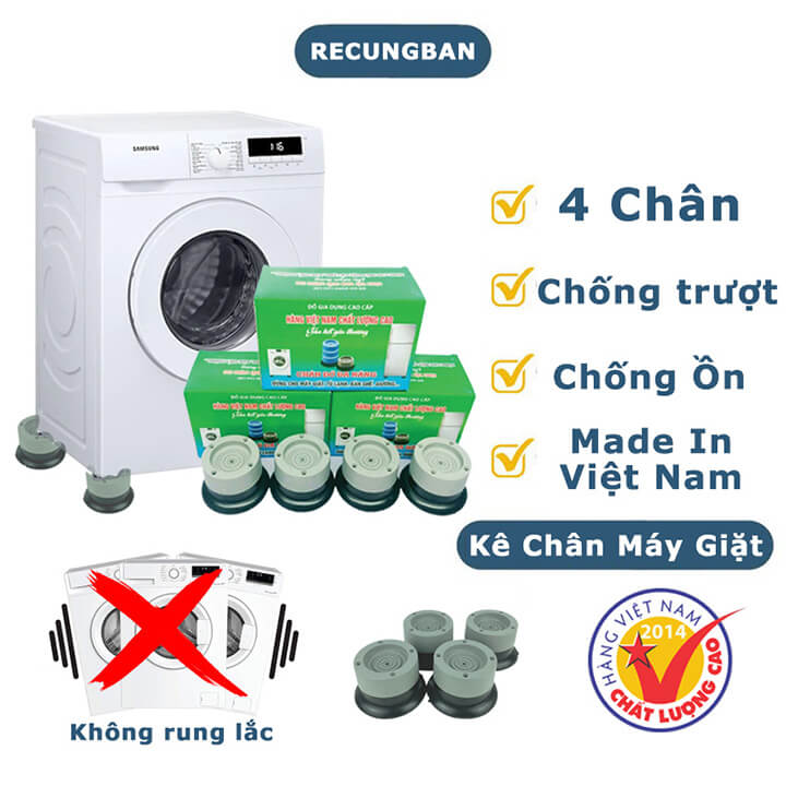 Bộ 4 chân chống rung máy giặt bằng sao su siêu bám, chân kê chống trượt, chống ồn máy giặt, tủ lạnh