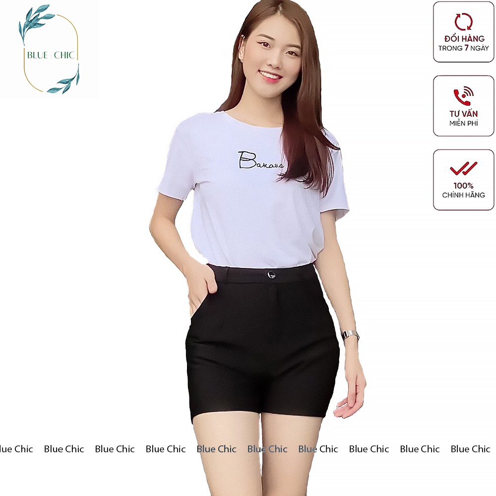 Quần short nữ Blue Chic cạp cao đùi ngắn chất vải Umi Hàn cao cấp co giãn tôn dáng đồ mặc nhà