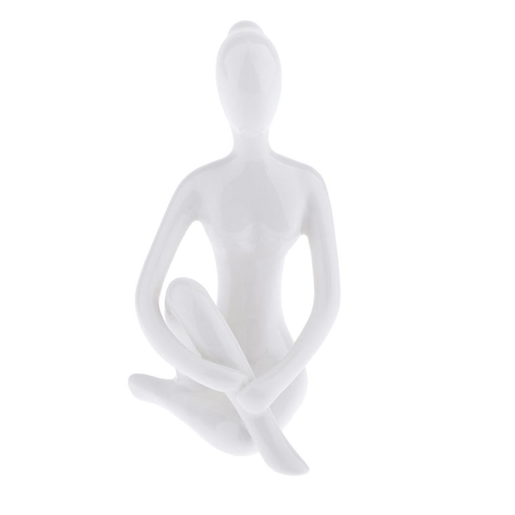 2pcs Ceramic Yoga Figure Ornament Statue Sculpture