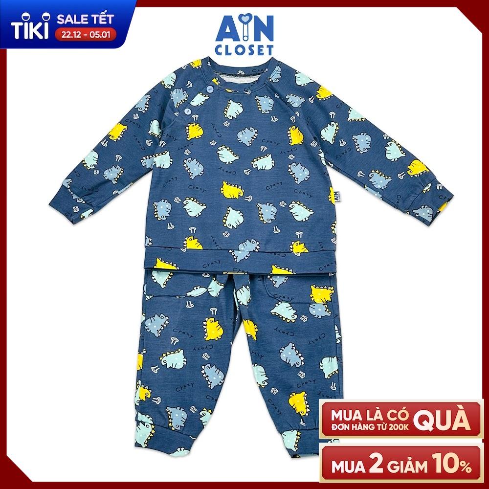 Bộ quần áo dài bé trai họa tiết Khùng Long Crazy xanh thun cotton - AICDBG8DZTBQ - AIN Closet