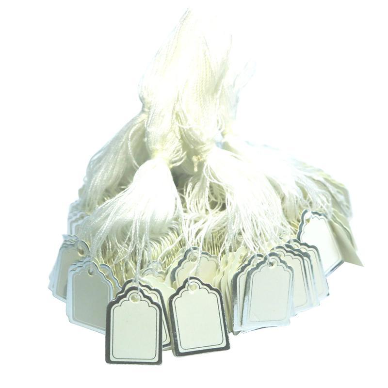 2000 Pieces White Blank Price Tag Labels Pre String Merchandise Paper Card