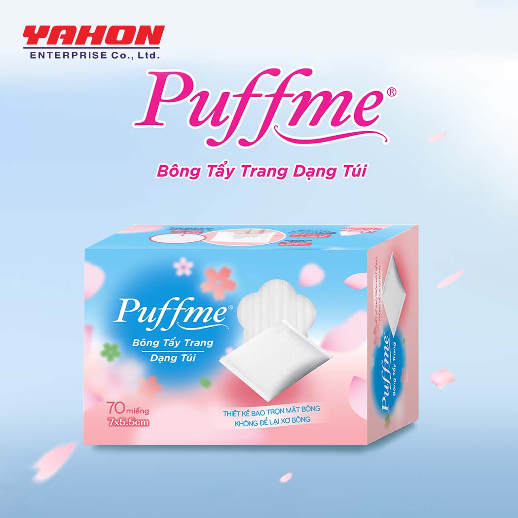 Hộp Bông Tẩy Trang Dạng Túi PUFFME, 70 Miếng/Hộp