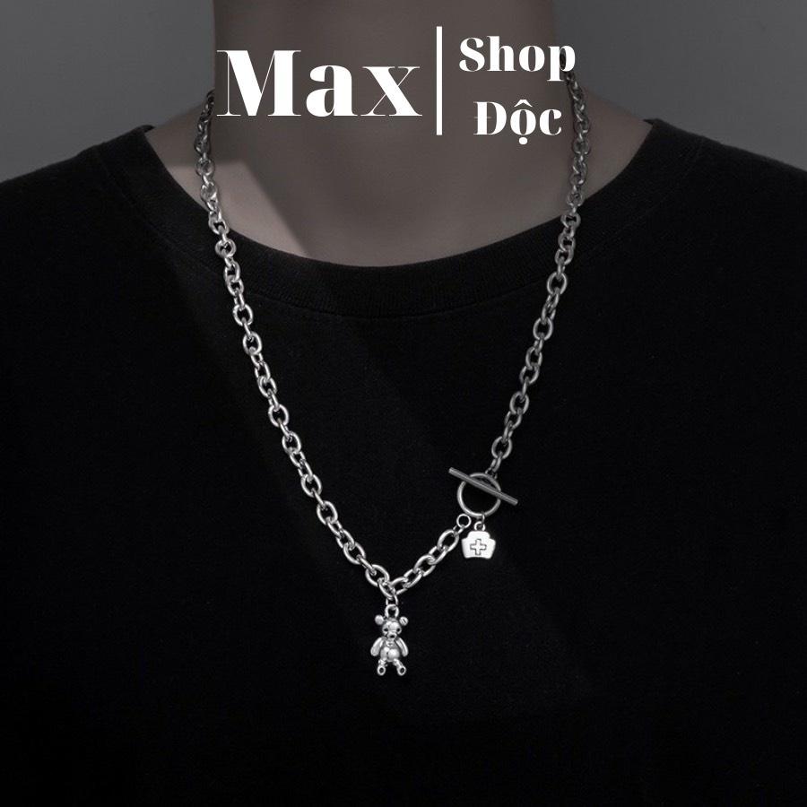 Dây Chuyền Vòng Cổ, Vòng Tay Titan Cao Cấp Không Gỉ Khoá Cài Gấu Bear Cho Nam & Nữ - Maxshopdoc