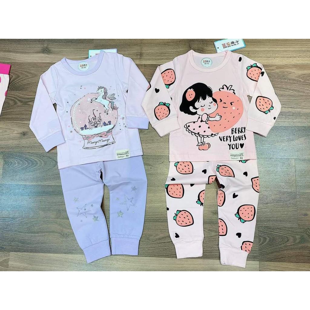 Bộ dài tay chất thun cotton co giãn 4 chiều mẫu cho bé Gái