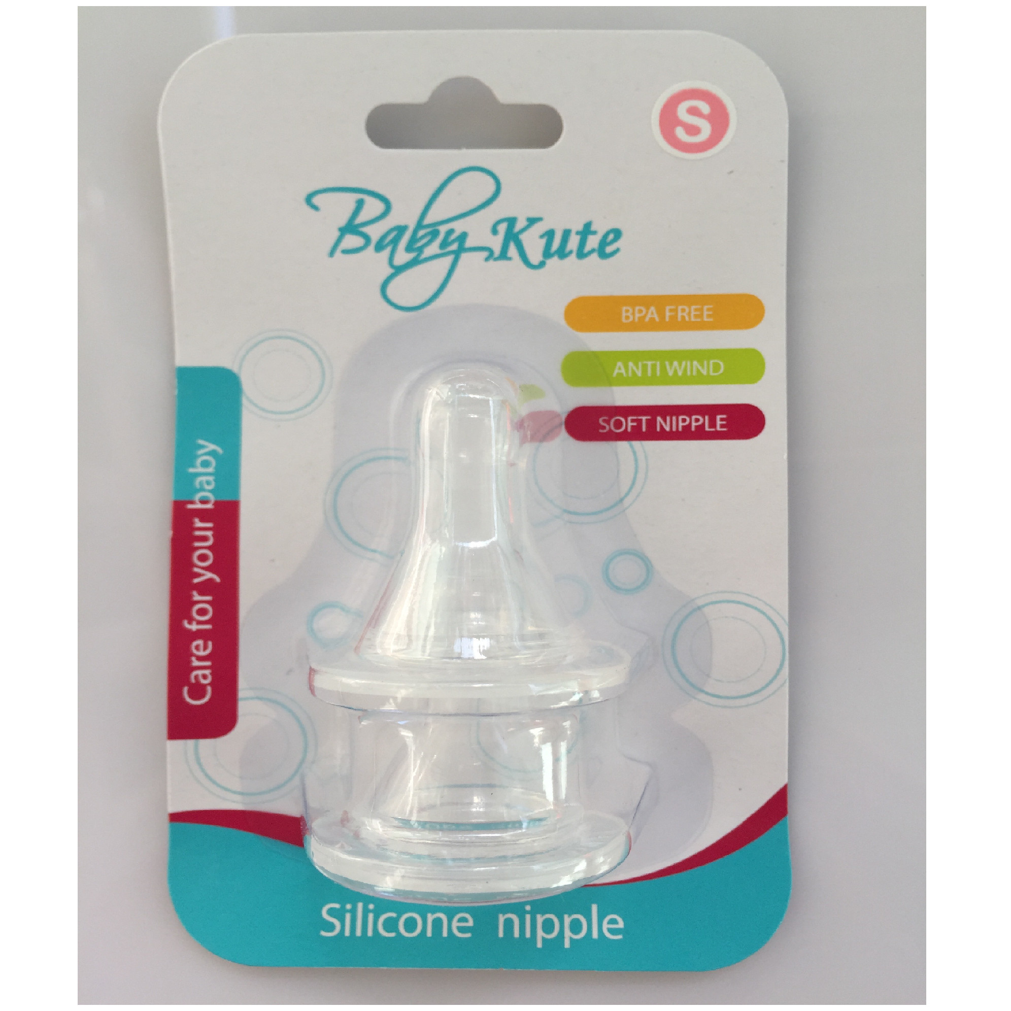 Bộ 2 núm ty cổ hẹp bằng Silicone siêu mềm an toàn cho bé Baby Kute size S nhập khẩu từ Thái Lan