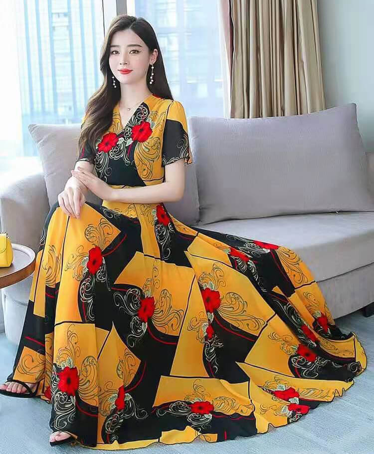 ĐẦM MAXI HỌA TIẾT LẠ MẮT