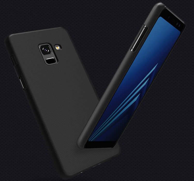 Ốp lưng sần cho Samsung Galaxy A8 Plus 2018 hiệu nillkin mặt lưng nhung mịn, chống sốc cực tốt - Hàng nhập khẩu