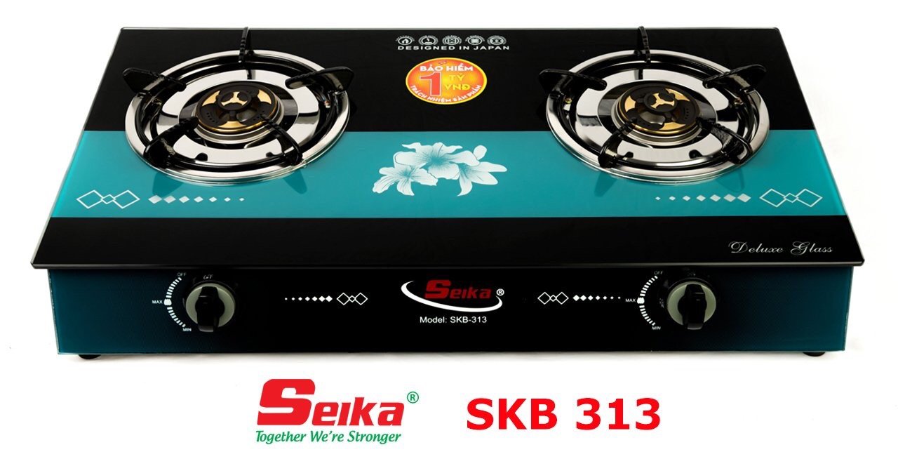 Bếp Gas Đôi Mặt Kính Sen Đồng Seika SKB313 - Hàng Chính Hãng