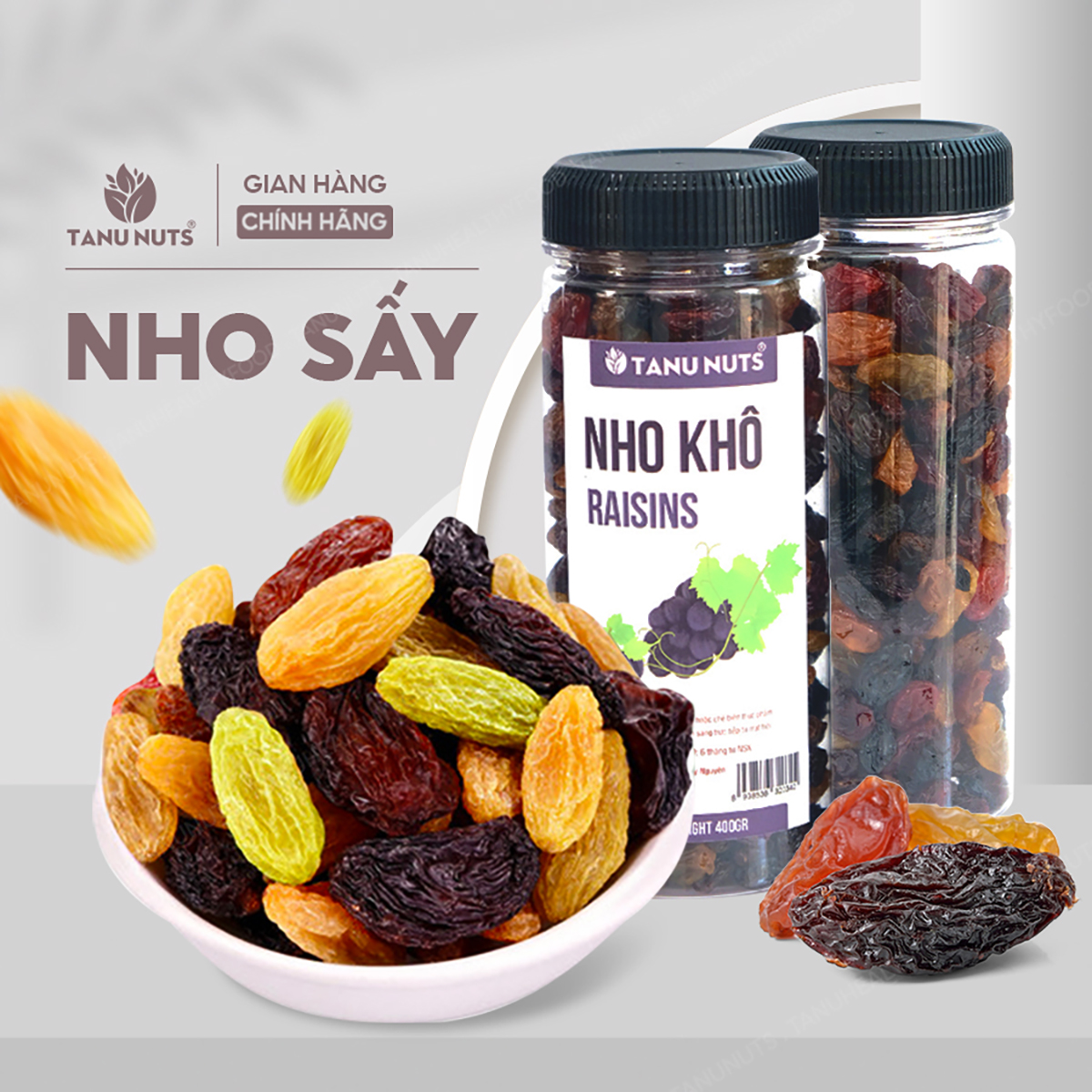 Nho khô Chile Raisins TANU NUTS 3 màu sấy chua ngọt không đường 400g