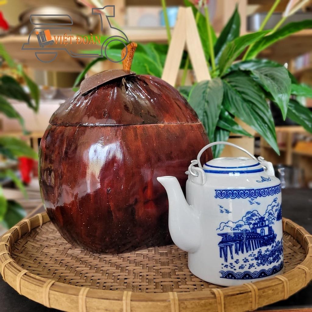 Bình Ủ VỎ Trái Dừa Chữ Thư Pháp - Sản Phẩm Làng nghề thủ công mỹ nghệ TRUYỀN THỐNG