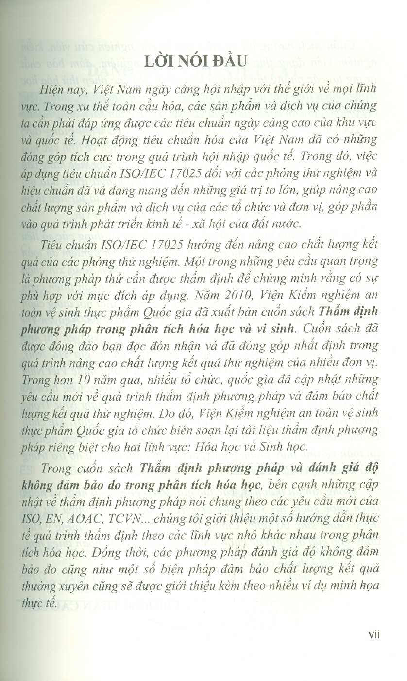 Thẩm Định Phương Pháp Và Đánh Giá Độ Không Đảm Bảo Đo Trong Phân Tích Hoá Học (Tái bản lần thứ nhất có bổ sung và chỉnh sửa)