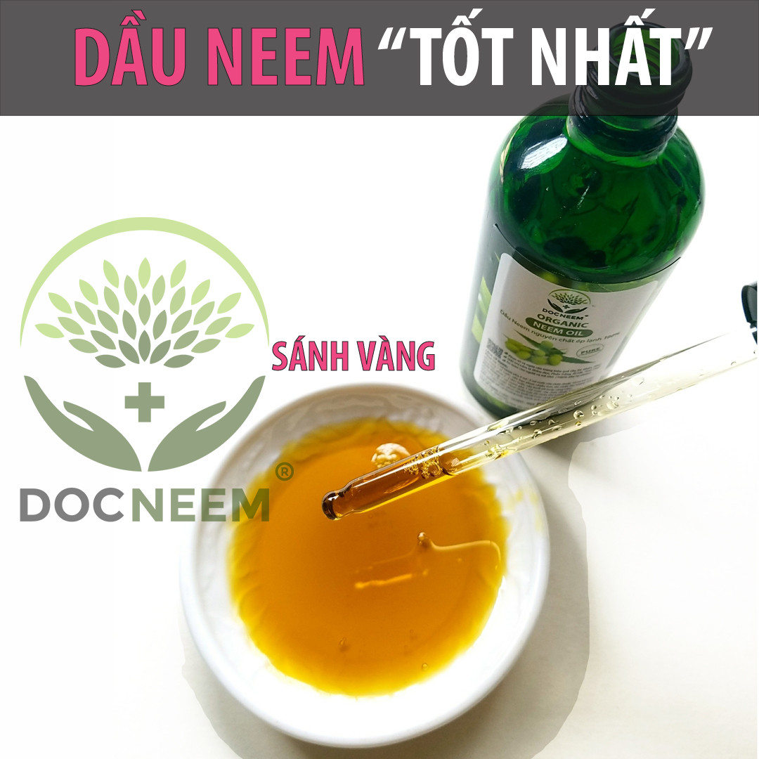 Combo Dầu Neem và Bánh dầu Neem hữu cơ DOCNEEM trị sâu bệnh, sùng đất cuốn chiếu, kích rễ hoa hồng chai 100ml và túi 1kg