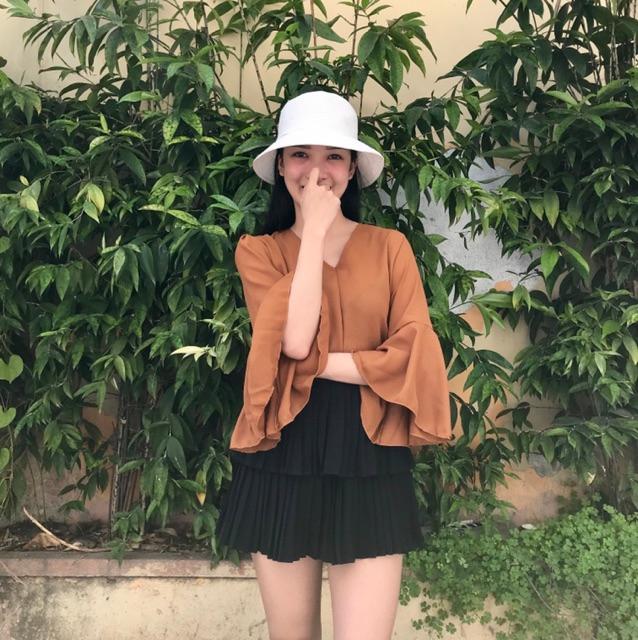 Áo sơ mi nữ form rộng tay lở vải voan nhiều màu