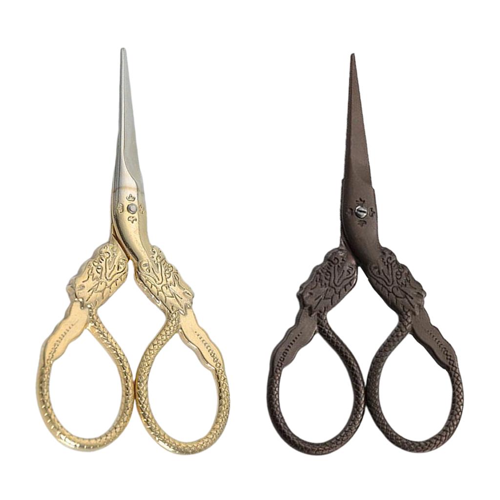 2pcs Vintage Stainless Steel Sewing Scissors Fabric Scissors Embroidery Scissors Tailor Scissors Thread Scissors Handcraft Scissors European Style