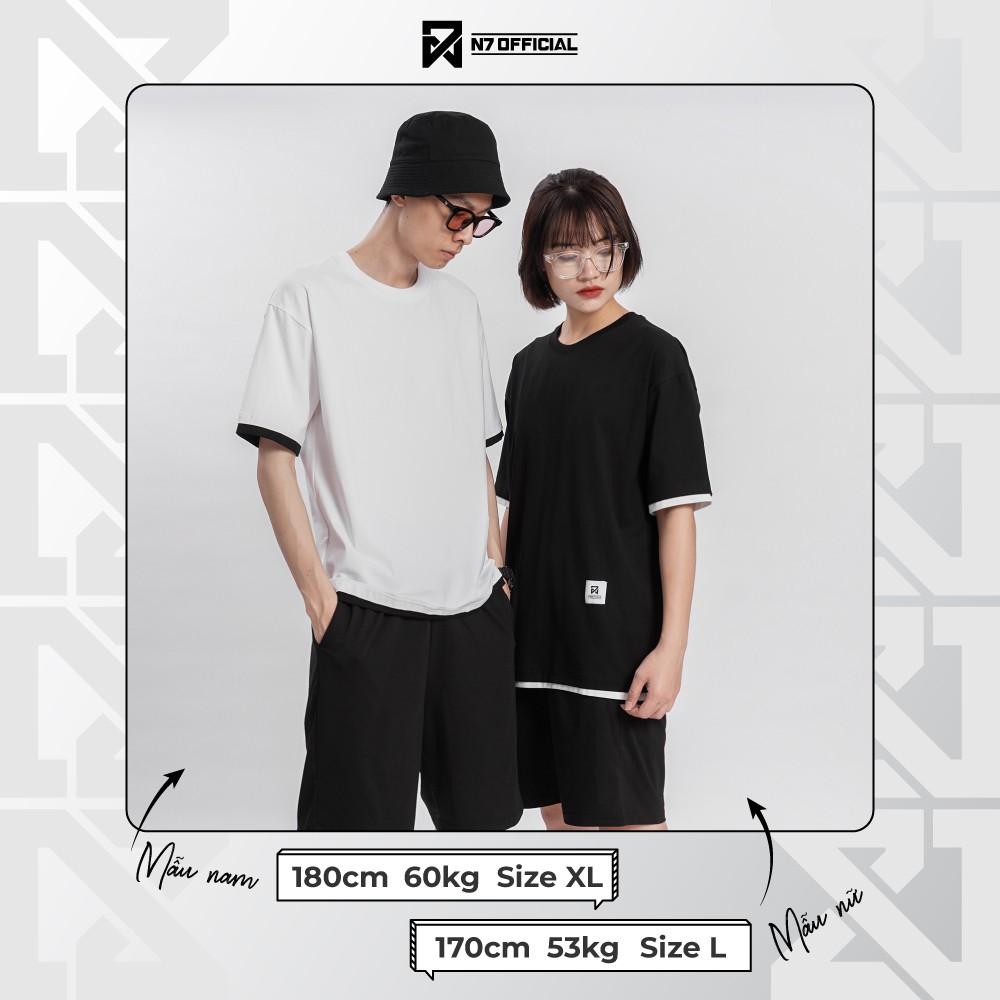 Áo thun trơn PHỐI GẤU Unisex N7 Basic Tee mùa hè Nam Nữ tay lỡ Oversize form rộng đường phố phong cách Hàn Quốc