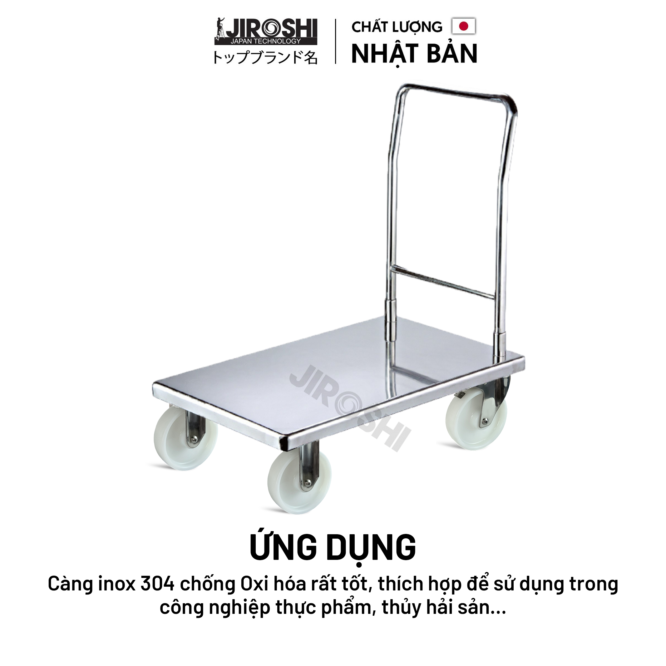 Bánh xe đẩy hàng tải trọng lớn chống hóa chất JIROSHI , Bánh xe có bạc đạn chịu nhiệt độ cao công nghệ nhật bản