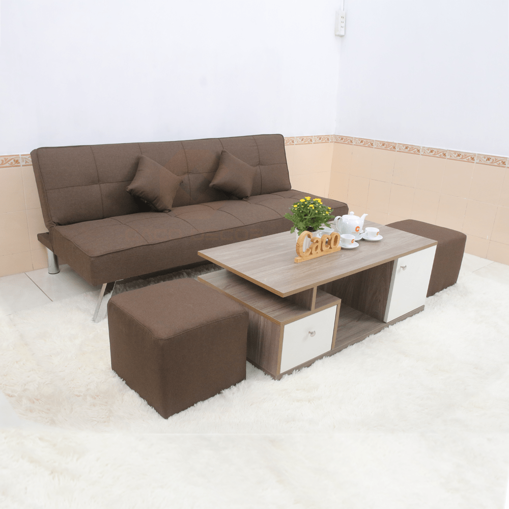 BỘ BÀN GHẾ SOFA BED CACO MÀU NÂU