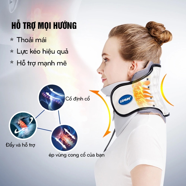 Đai Hơi Kéo Dãn Cổ Beame LEAMAI, Đai Nẹp Cổ, Đai Định Hình Cổ Hỗ Trợ Thái Hóa Đốt Sống Cổ