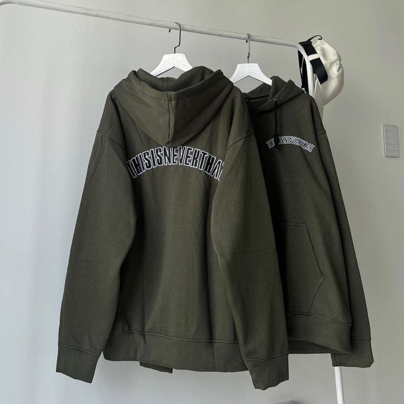 Áo Khoác Form Rộng Xanh Rêu Chữ Thêu Thisneverthat clothes