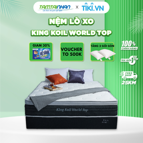 Nệm lò xo King Koil World Top_Sử dụng công nghệ Thêu Tên hoặc Thông Điệp_ Độ dày 30cm