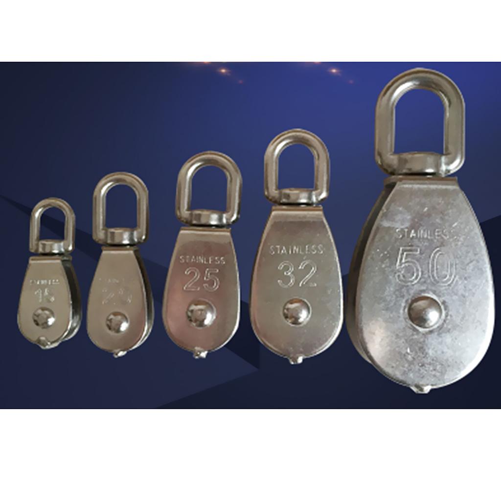 2 Pieces 304 Stainless Steel Swivel Sheave Rigging Pulley Block Heavy Duty