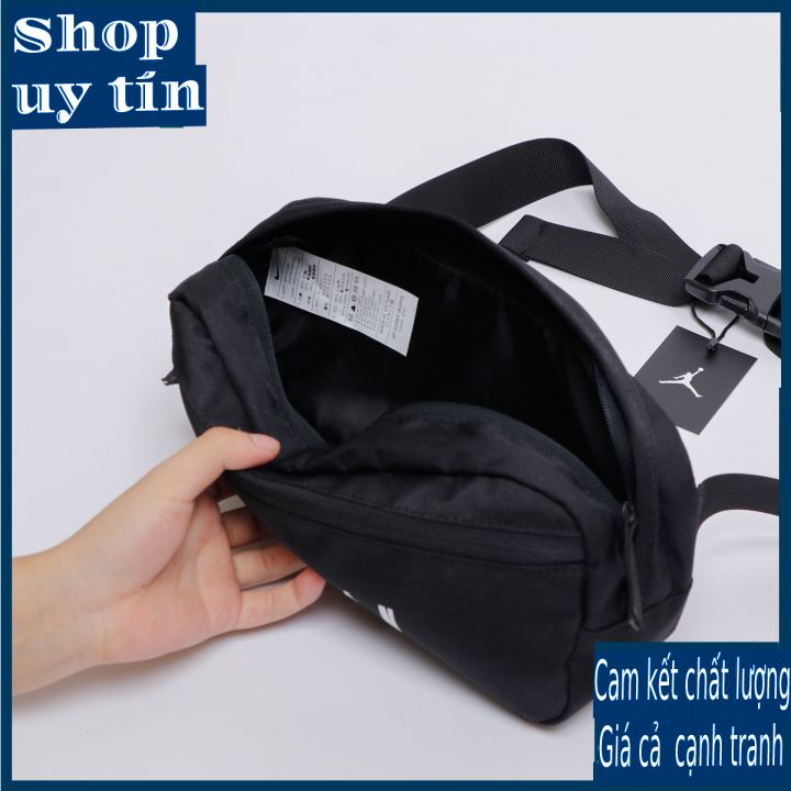 Freeship - TÚI ĐEO CHÉO JOR.DAN JUMPMAN BLACK WAIST BAG CHỐNG THẤM 2 NGĂN KHÓA KÉO