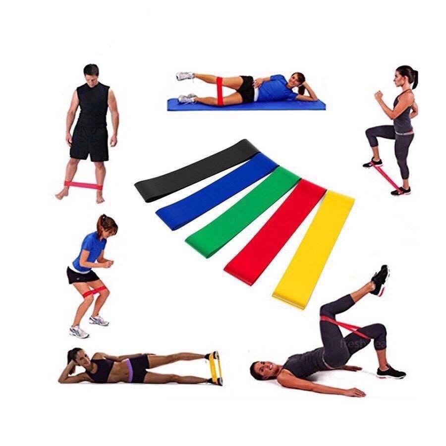Set 5 dây mini band tập yoga, dây kháng chịu lực tập gym, cao su tập chân, đùi, mông