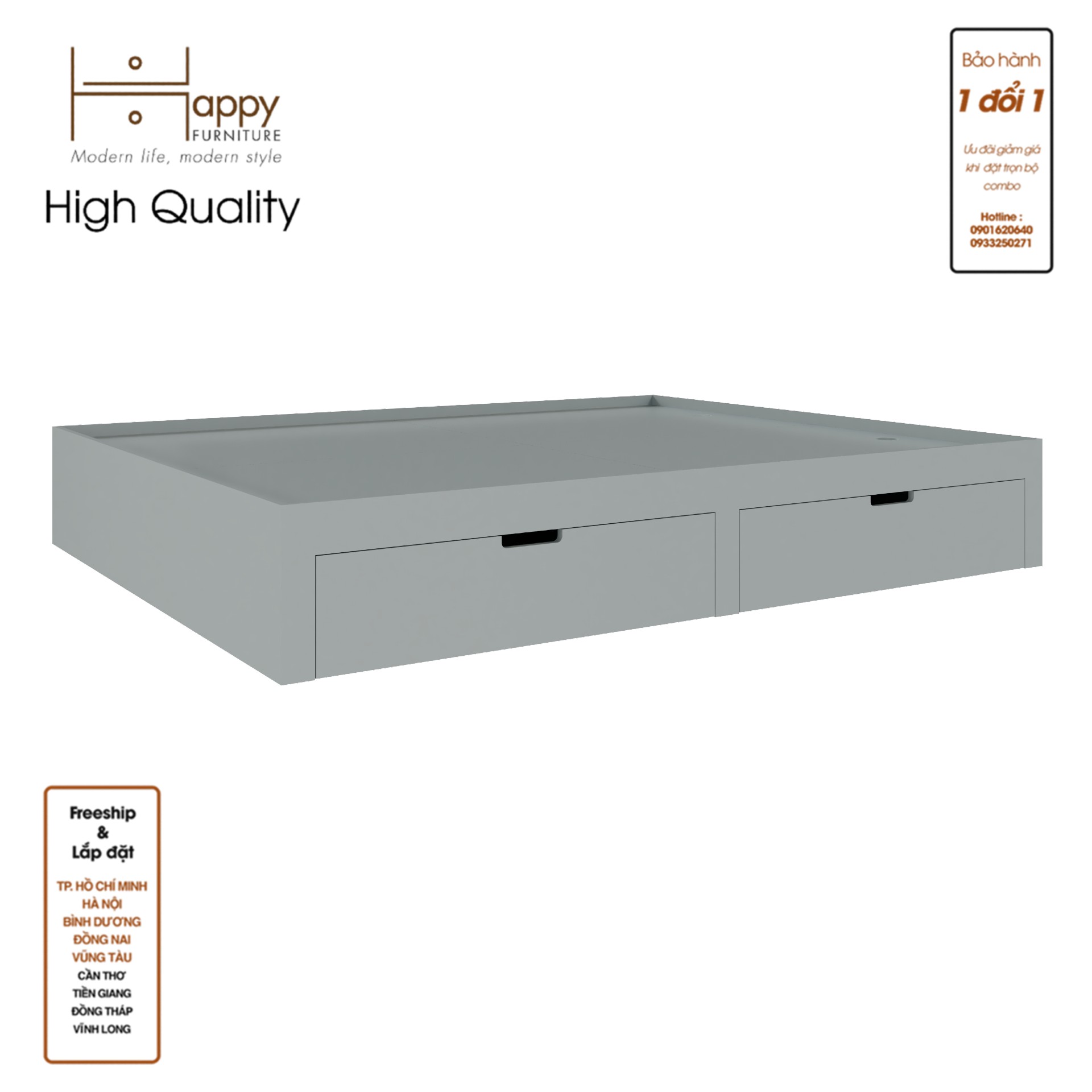 [Happy Home Furniture] MOLLY , Giường ngủ 2 ngăn kéo GNG_106, GNG_107, GNG_108, GNG_109