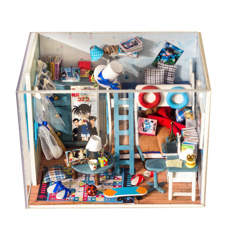 Mô hình nhà DIY Doll House Detective Conan Thám tử Conan Kèm Mica Chống bụi