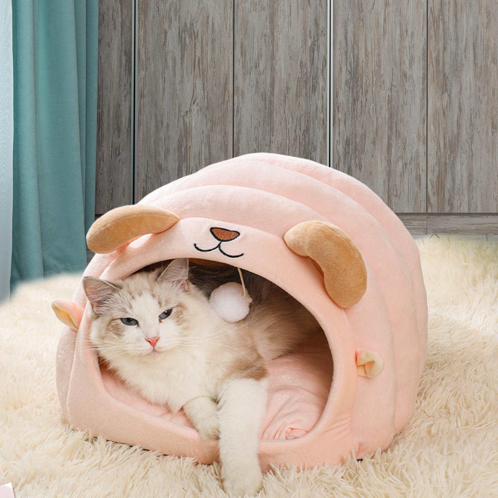 Warm Bed Small Animal Winter House Comfortable Pet Sleeping Bed Washable Cave House for Cats and Small Dogs Outdoor Indoor