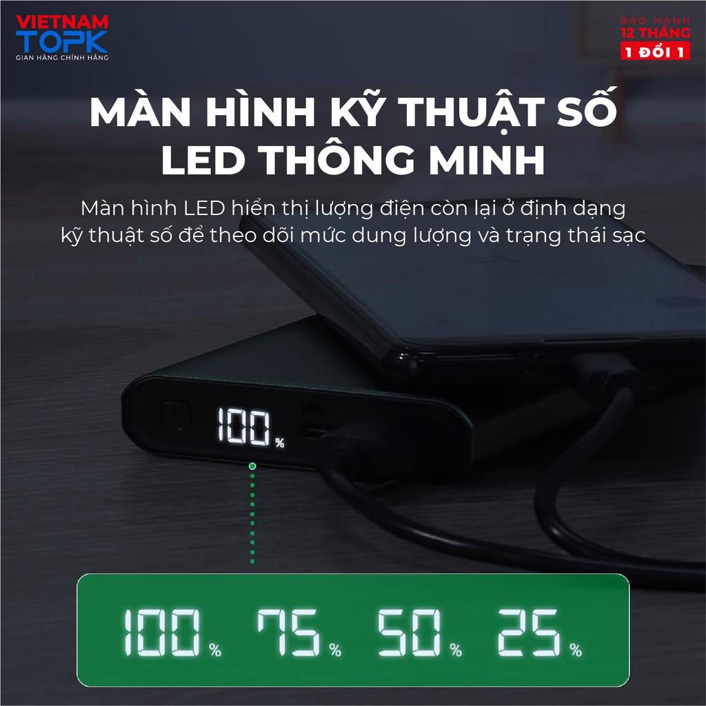 Sạc dự phòng 10000mAh TOPK I1006/ I1006P - Sạc 18W màn hình LED - Hàng chính hãng