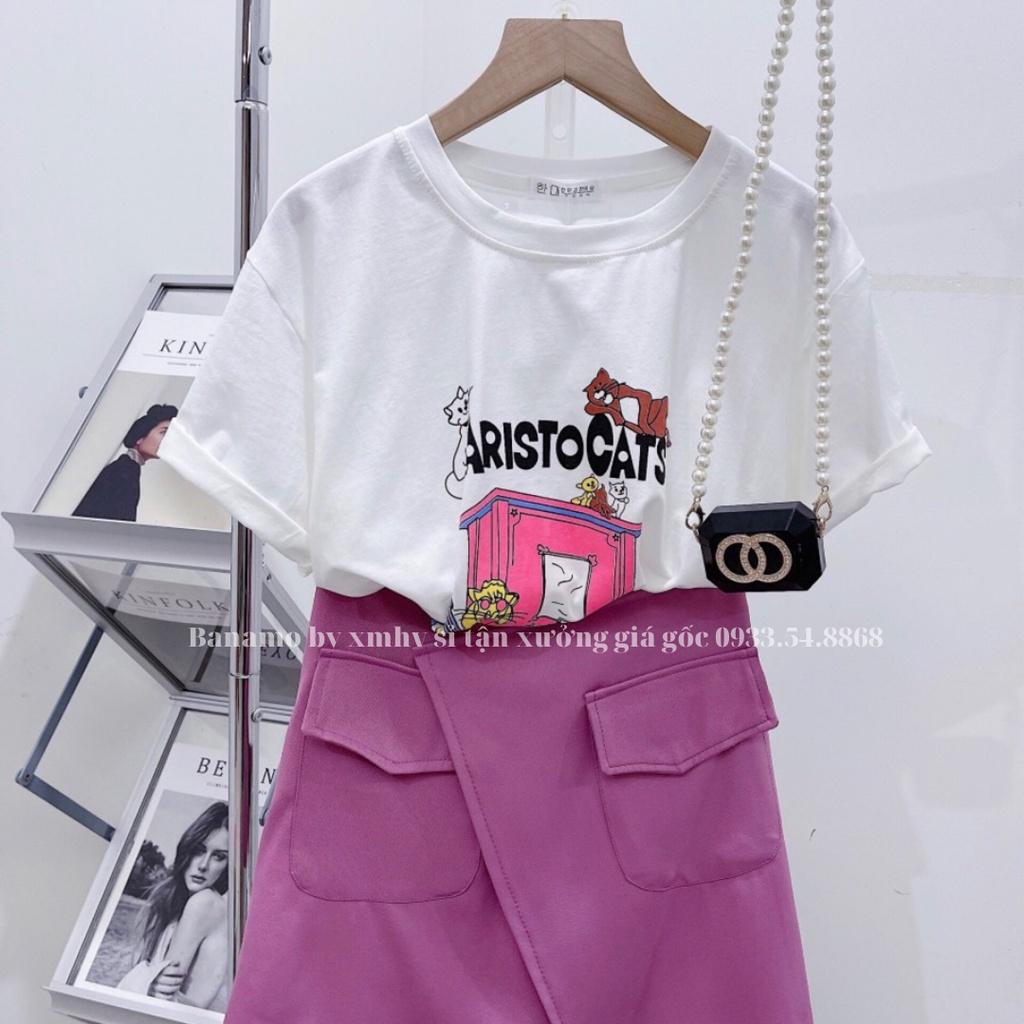 Áo thun nữ unisex aristocats thời trang Banamo fashion áo thun aristocats 3127