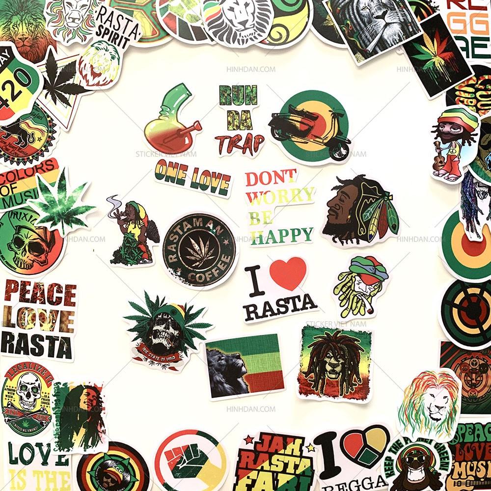 Sticker Rasta Xanh Đỏ Vàng - Dán Trang Trí - Chất Liệu PVC Cán Màng Chất Lượng Cao Chống Nước, Chống Nắng, Không Bong Tróc Phai Màu