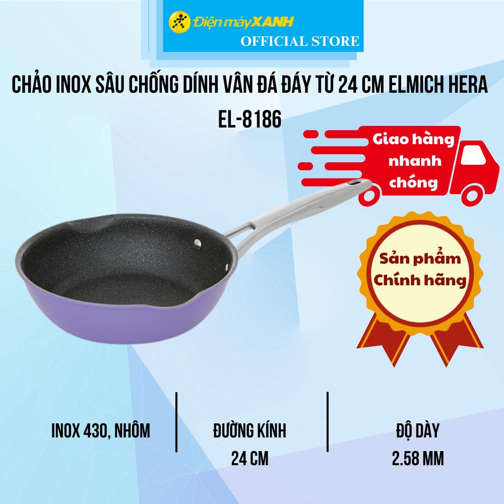 Chảo inox sâu chống dính vân đá đáy từ 24 cm Elmich Hera EL-8186
